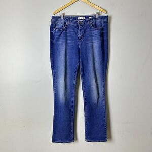 Vintage America Medium Wash Zip Fly Boho Straight Denim Casual Jeans Size 16/33